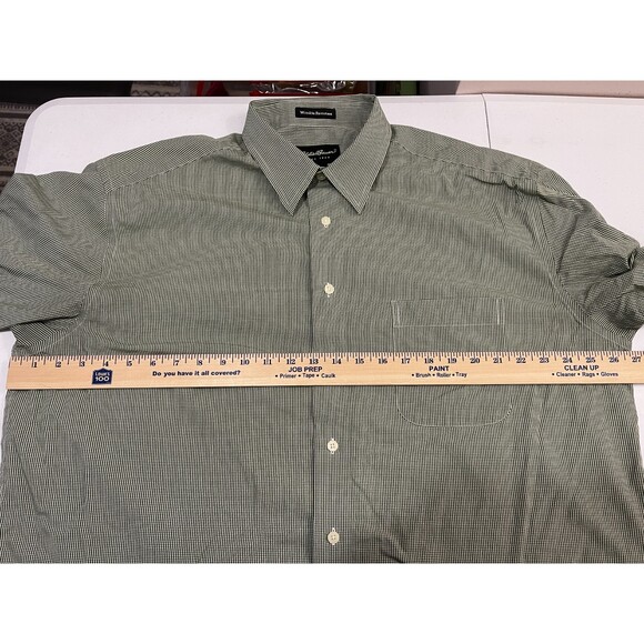 Eddie Bauer Men's Wrinkle Resistant Green White Gingham L/S Shirt Size XL - Picture 5 of 6